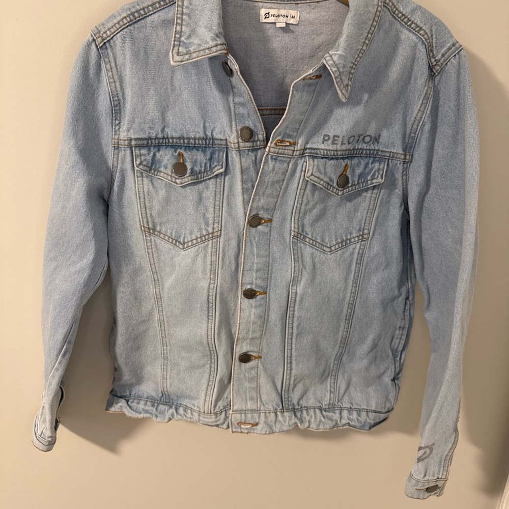 Peloton Together We Go Far Light Blue Denim Jacket with Button Details